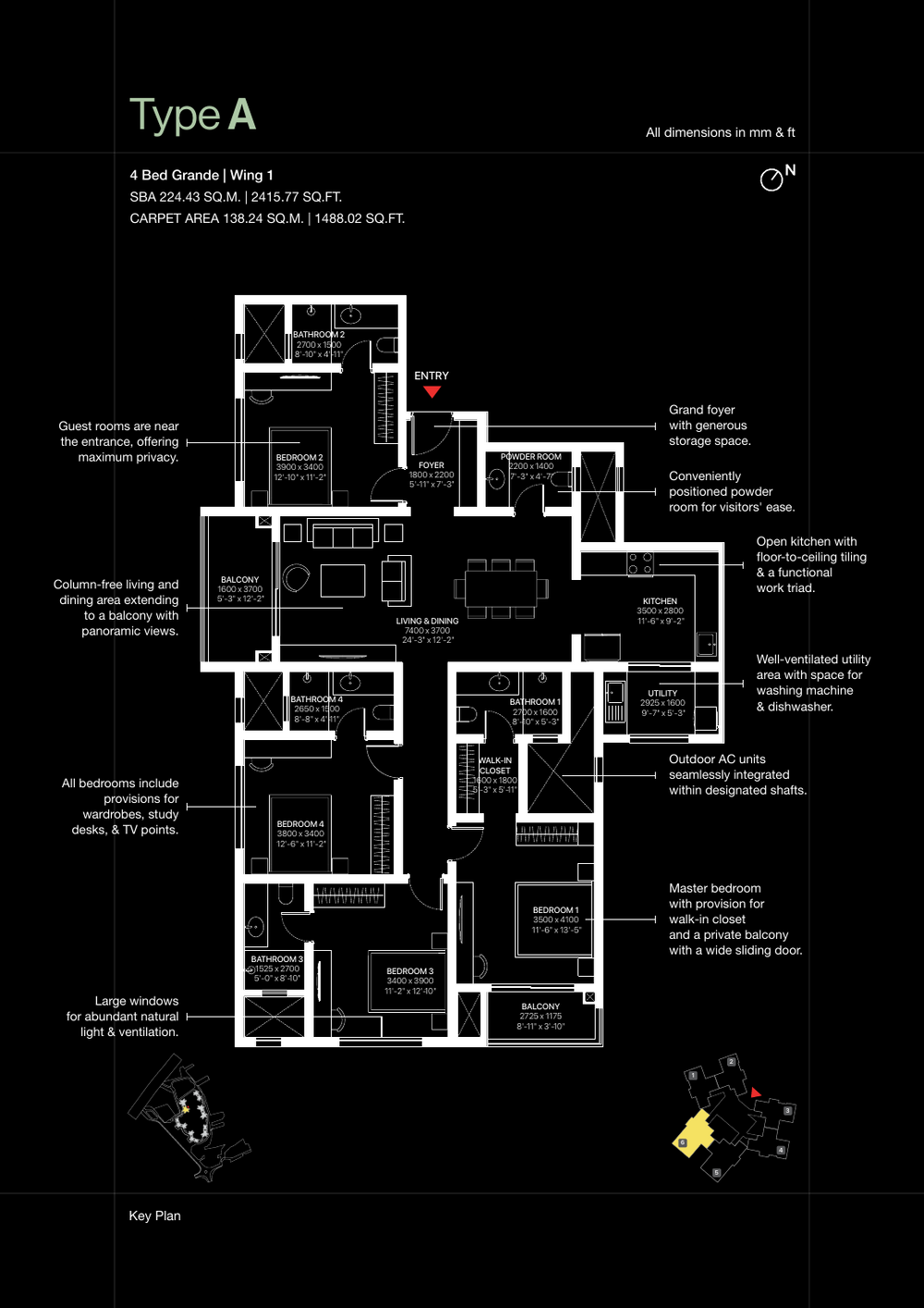 4 BHK Grande floor plan
